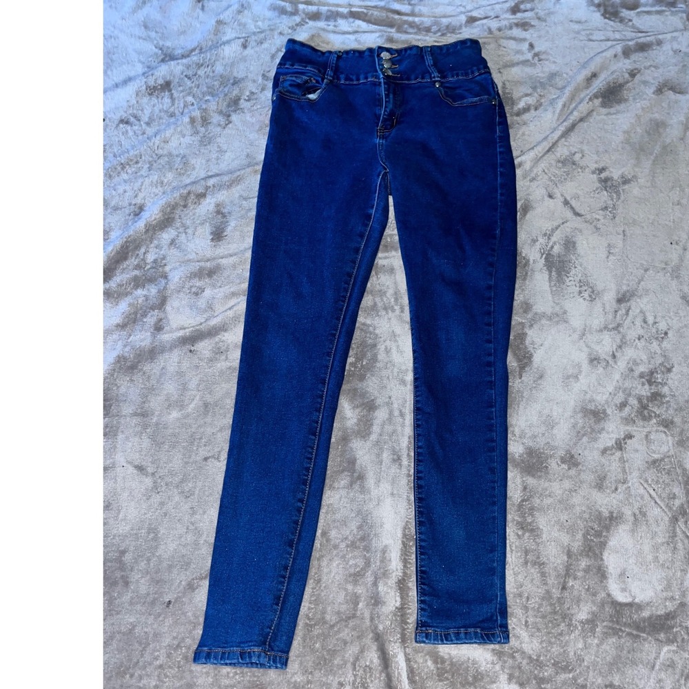 T&Y Fashion Womens High Waisted Skinny Jeans Dark Wash Blue Size 13/14